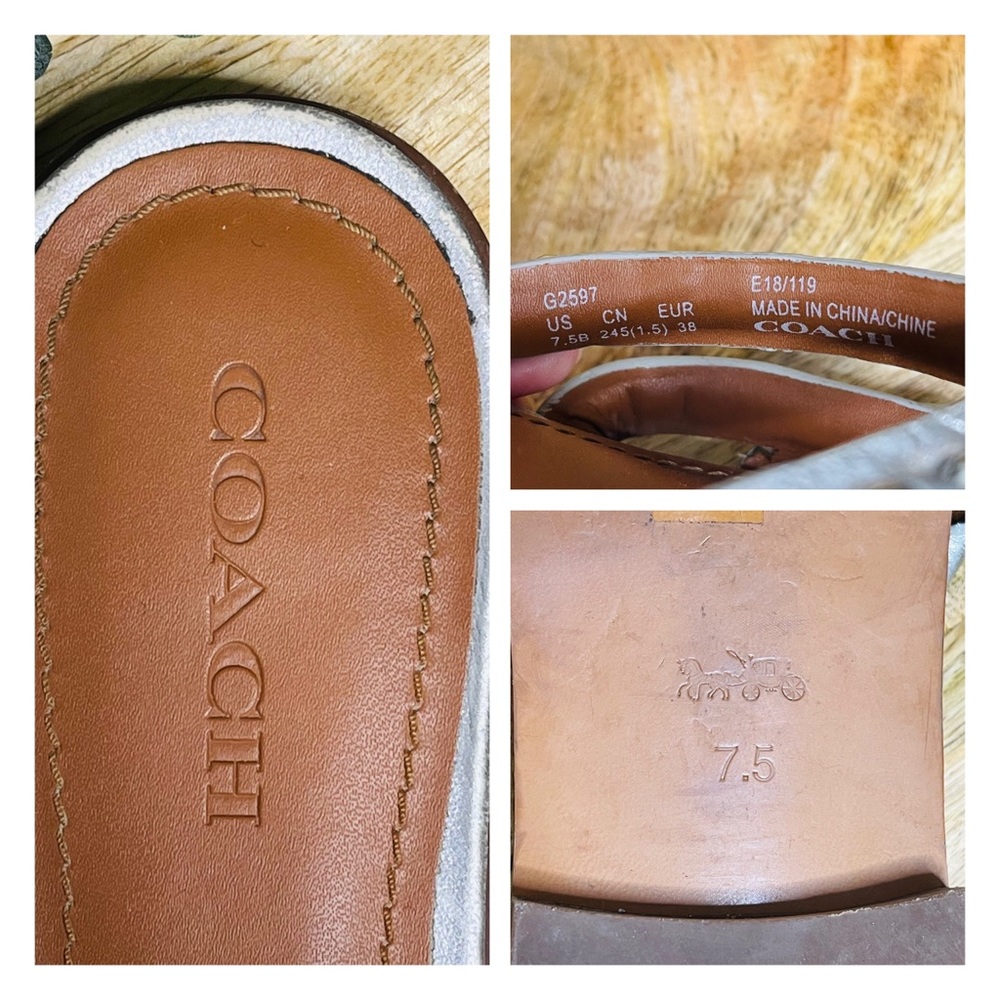 Coach - Isa Studded Metallic Leather Slide Sandal 7.5 - Picture 12 of 16